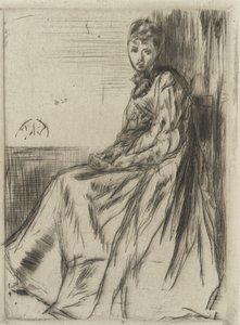 モード、着席、1873年（紙の乾燥点） 作： James Abbott McNeill Whistler